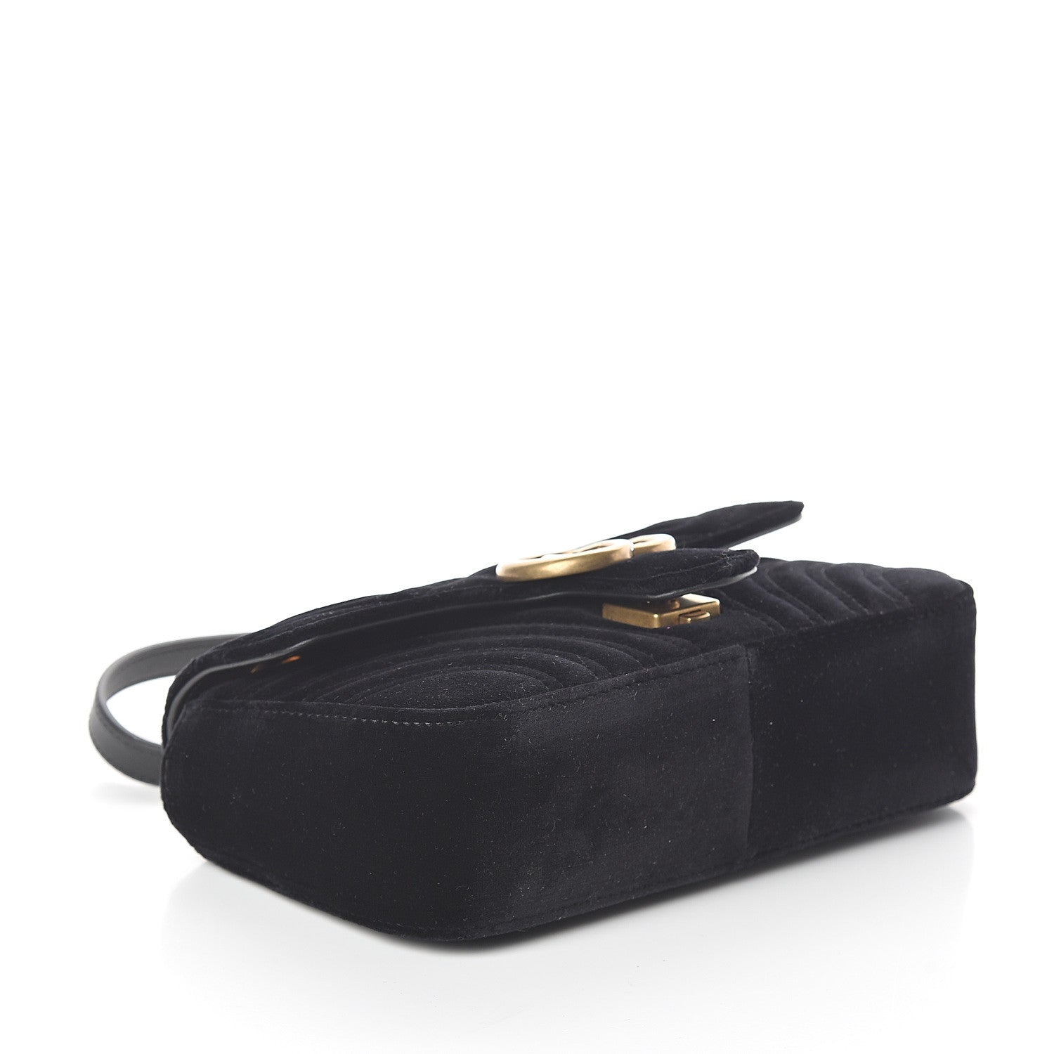 Gucci Velvet Matelasse Mini GG Marmont Shoulder Bag Black 3 of 8