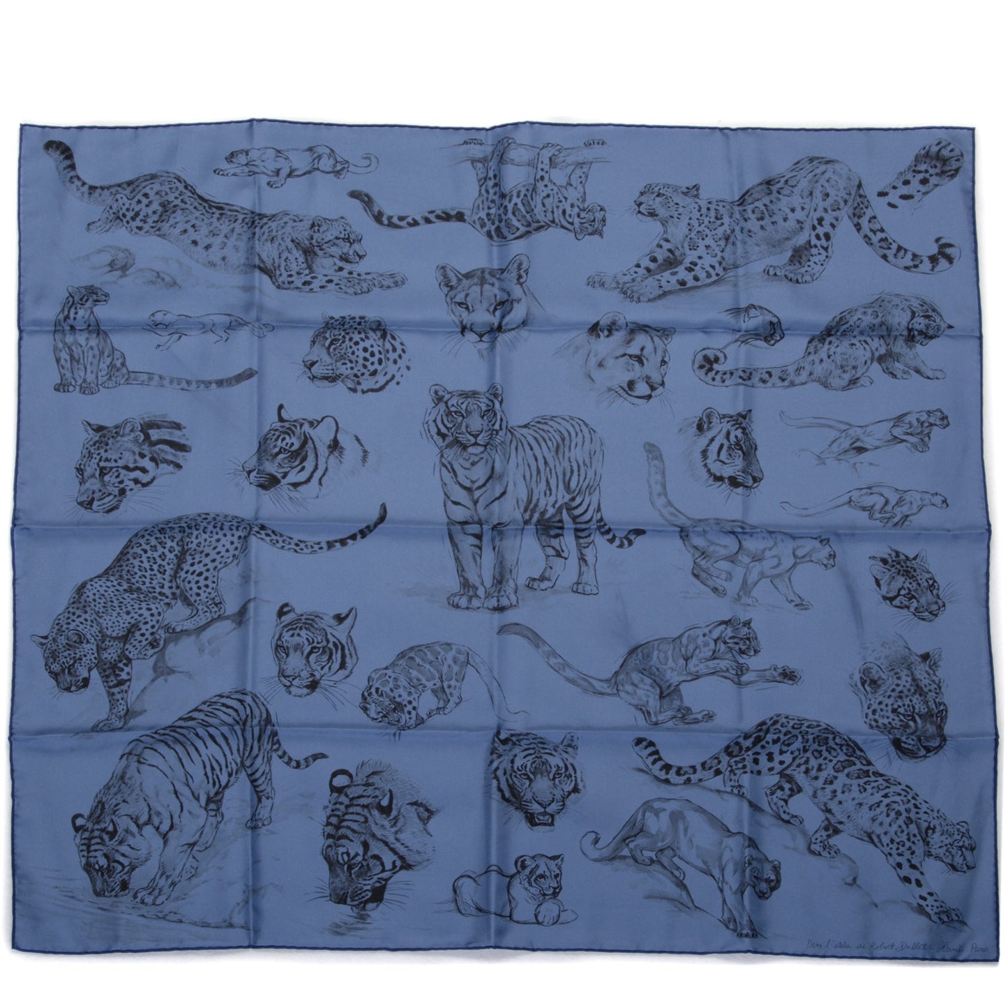Silk Dans l'atelier de Robert Dallet Scarf 90 Azur Gris Sepia