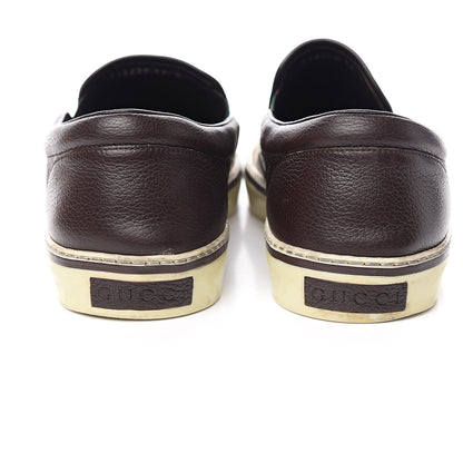 Gucci Monogram Calfskin Mens Web Slip On Sneakers 13 Chocolate 10 of 11