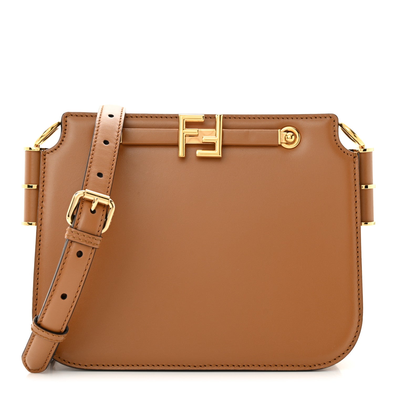 Fendi Vitello King Luxor Fendi Touch Shoulder Bag Caramello 1 of 10