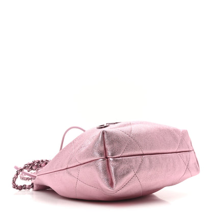 Chanel Metallic Lambskin Lacquered Monochrome Quilted Mini Chanel 22 Pink 4 of 10