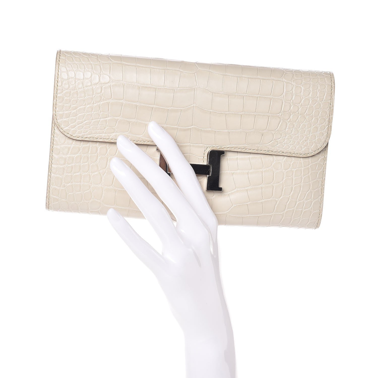 Hermes Matte Alligator Constance Wallet Beton 2 of 9