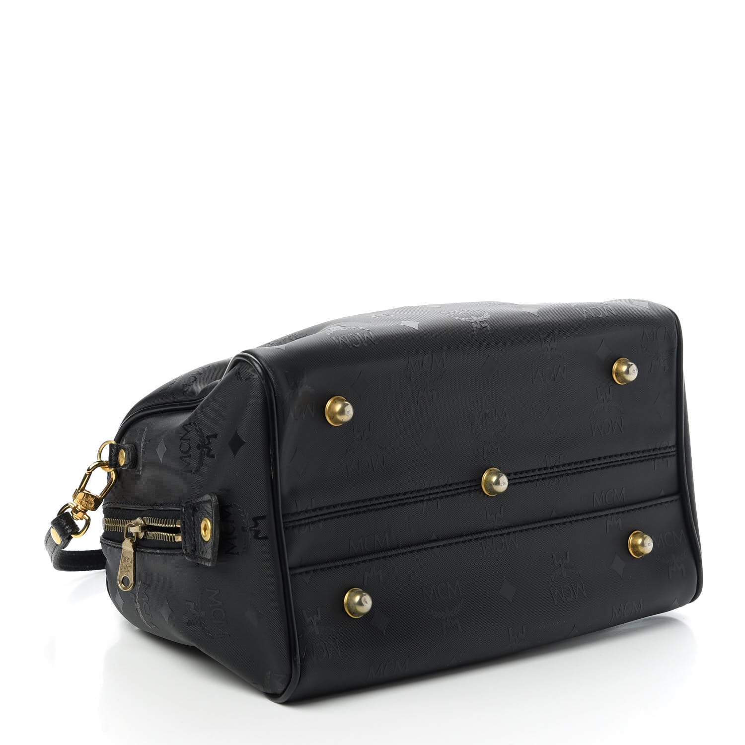 MCM Nylon Monogram Boston Bag Black 4 of 13