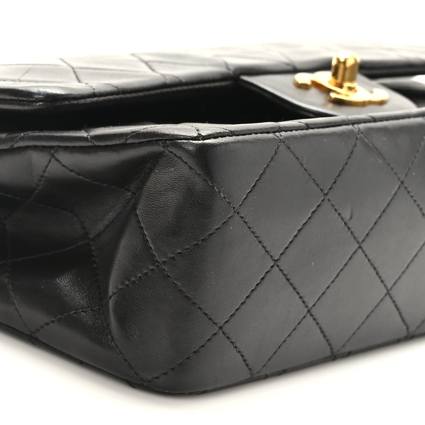 Lambskin Quilted Medium Double Flap Black