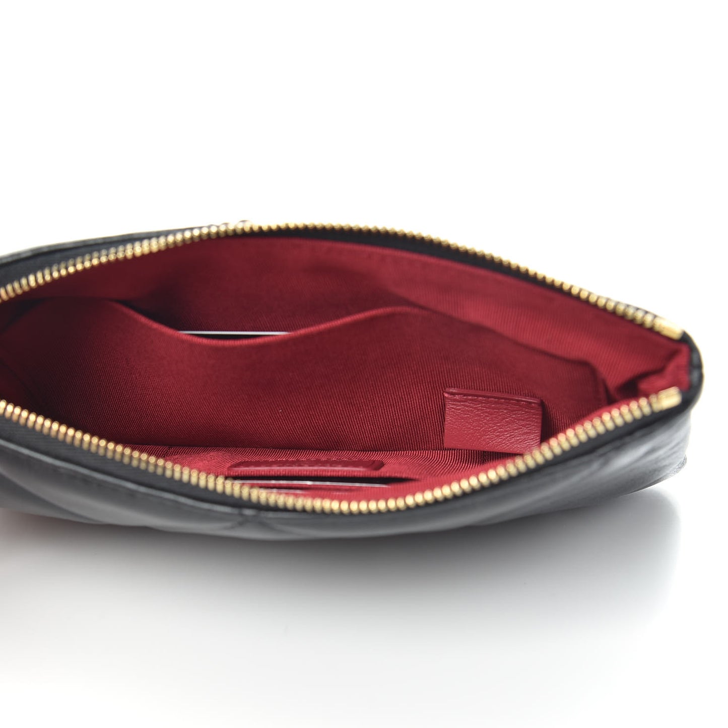 Shiny Goatskin Quilted Small 19 Pouch Black