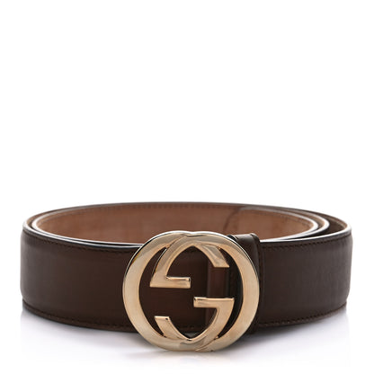 Gucci Calfskin Interlocking G 37mm Belt 95 38 Nut Brown 1 of 6