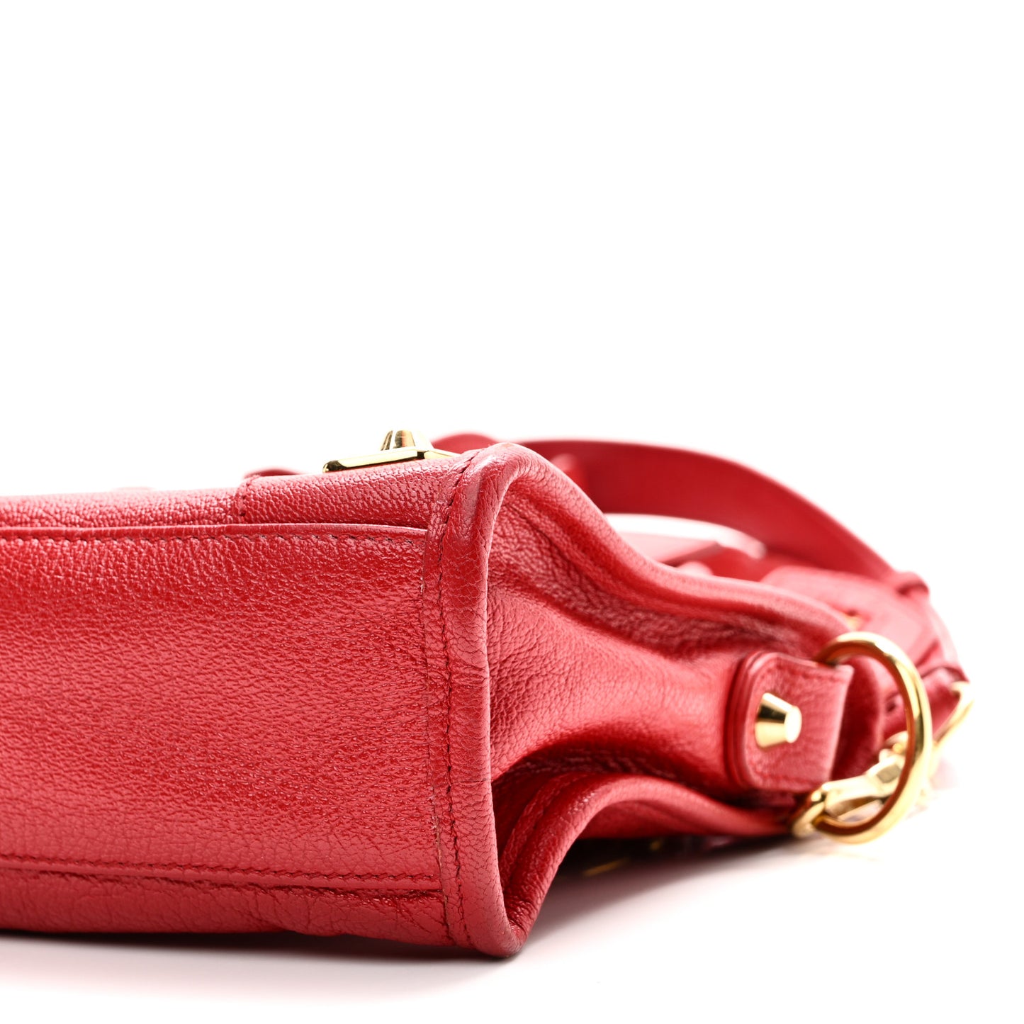 Chevre Gold Metallic Edge Hardware Mini City Rouge Grenade