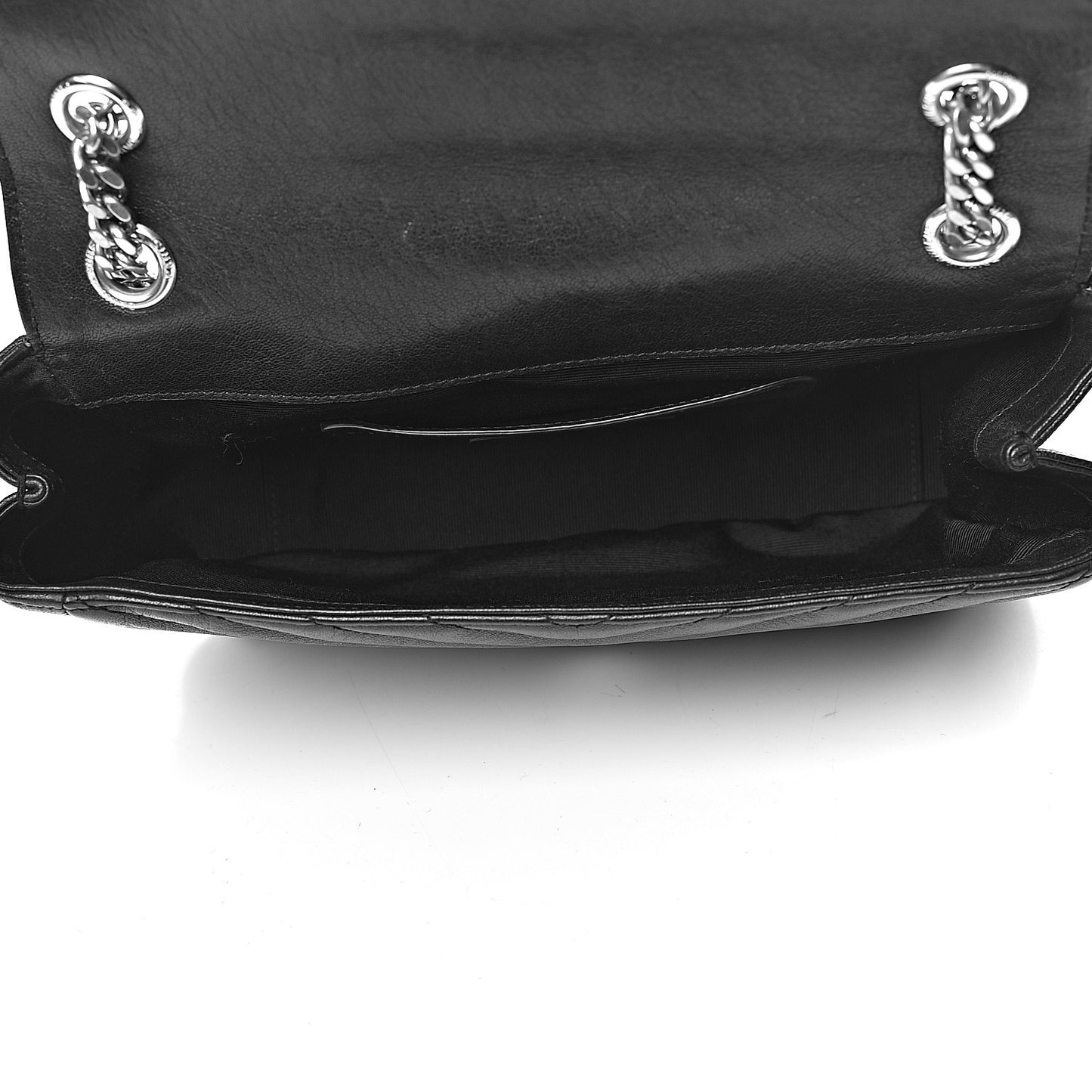 Sheepskin Matelasse Medium Monogram College Punk Chain Satchel Black
