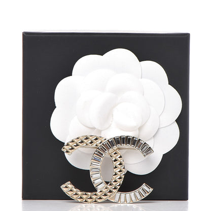 Chanel Baguette Crystal Quilted CC Brooch Gold 5 of 5