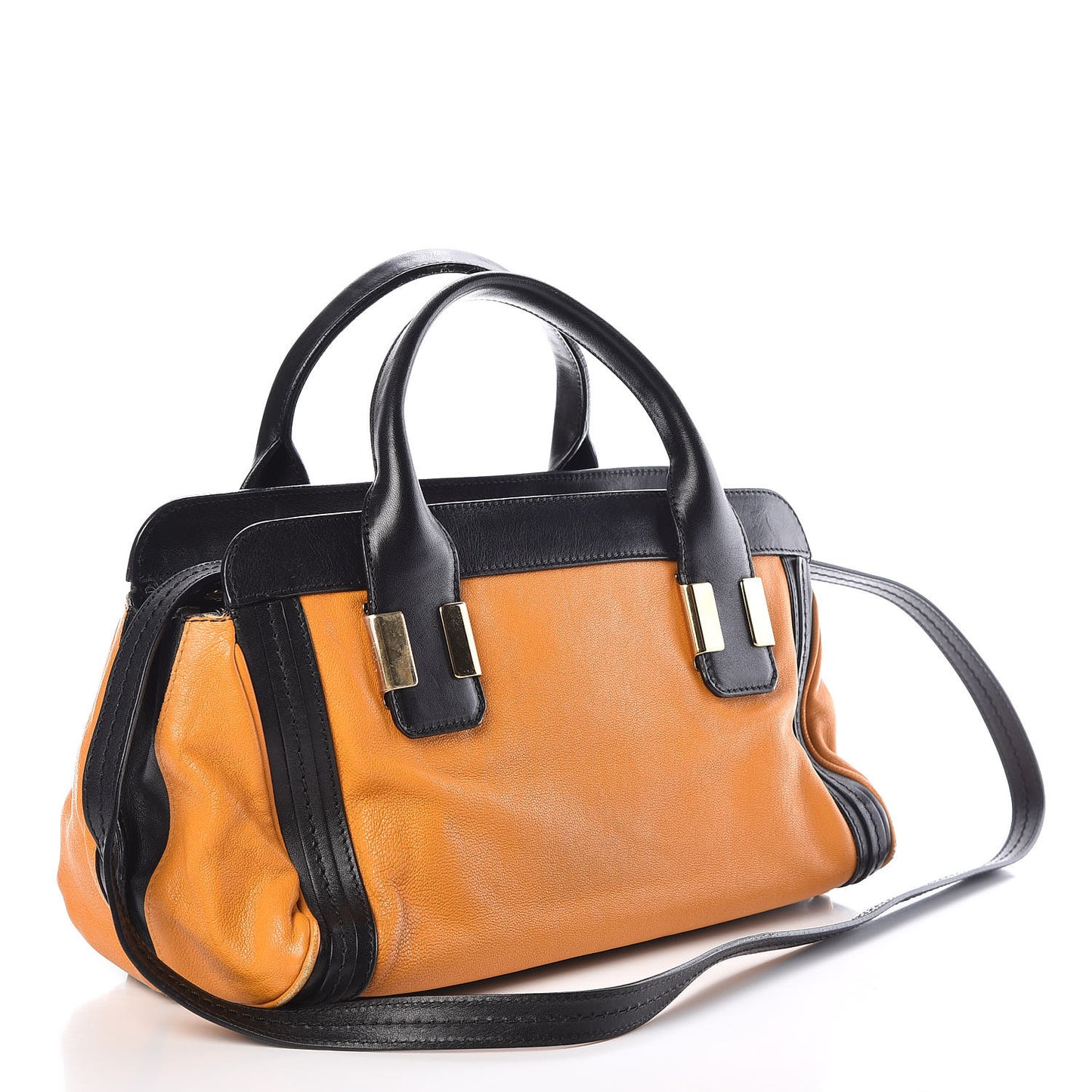 Calfskin Mini Alice Satchel Black Orange