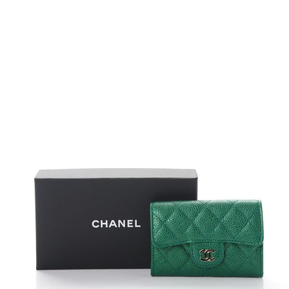 Chanel Metallic Caviar Quilted Card Holder Green 9 of 9