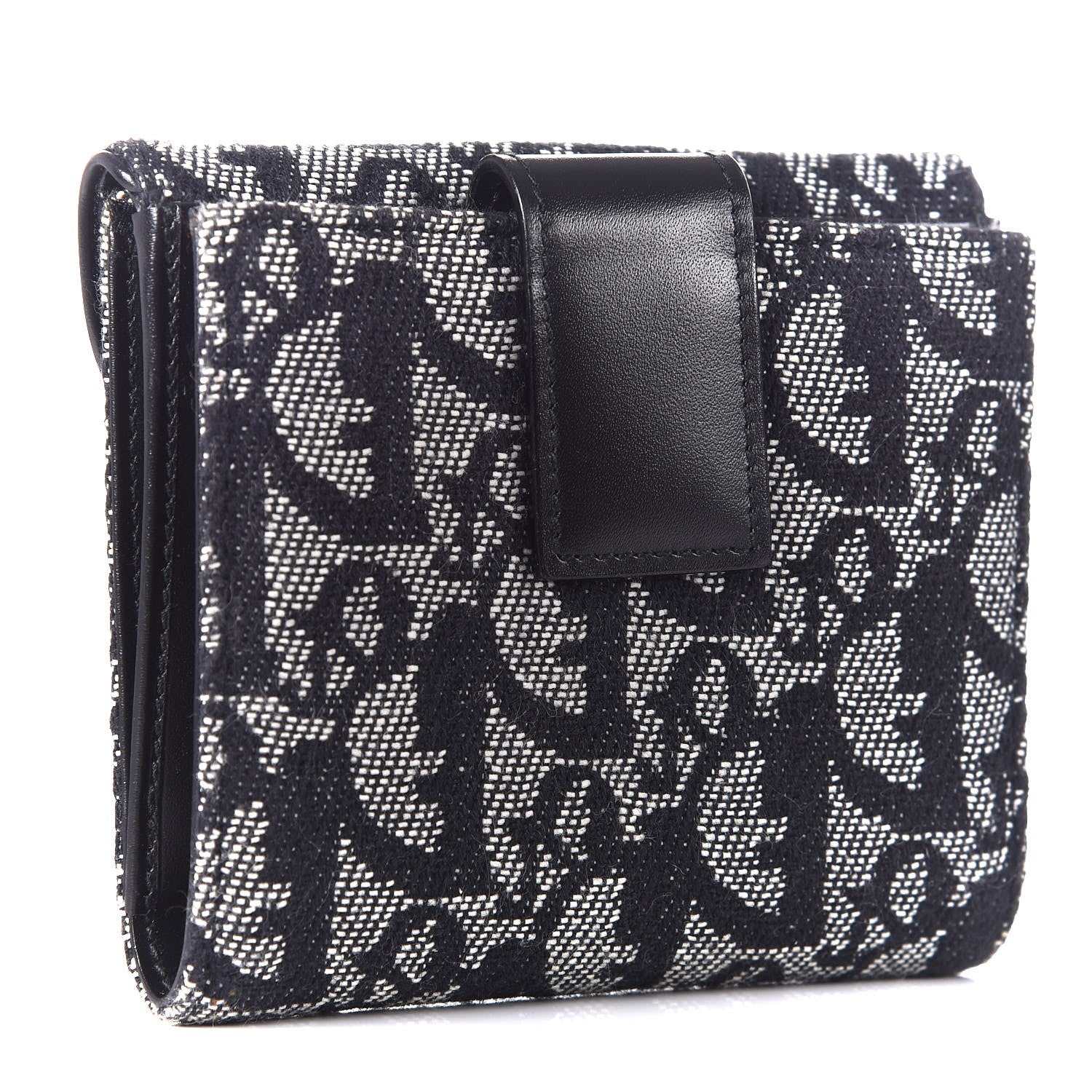 Christian Dior Monogram Compact Saddle Wallet Black 3 of 8