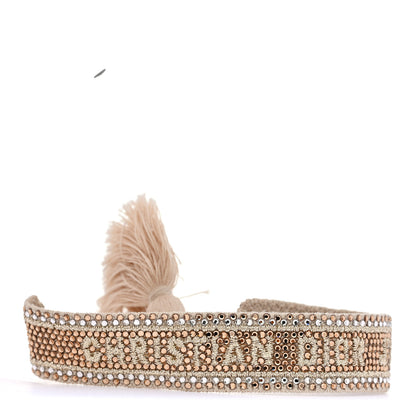 Christian Dior Woven Cotton Crystal Embroidered J'Adior Friendship Bracelet Gold 4 of 5