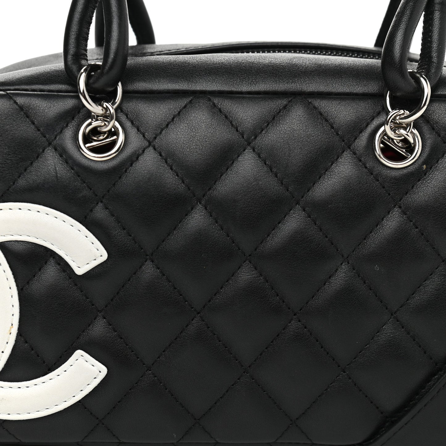Calfskin Quilted Small Cambon Bowler Black White