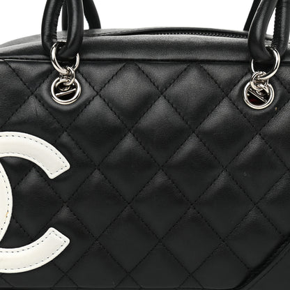 Chanel Calfskin Quilted Small Cambon Bowler Black White 7 of 12