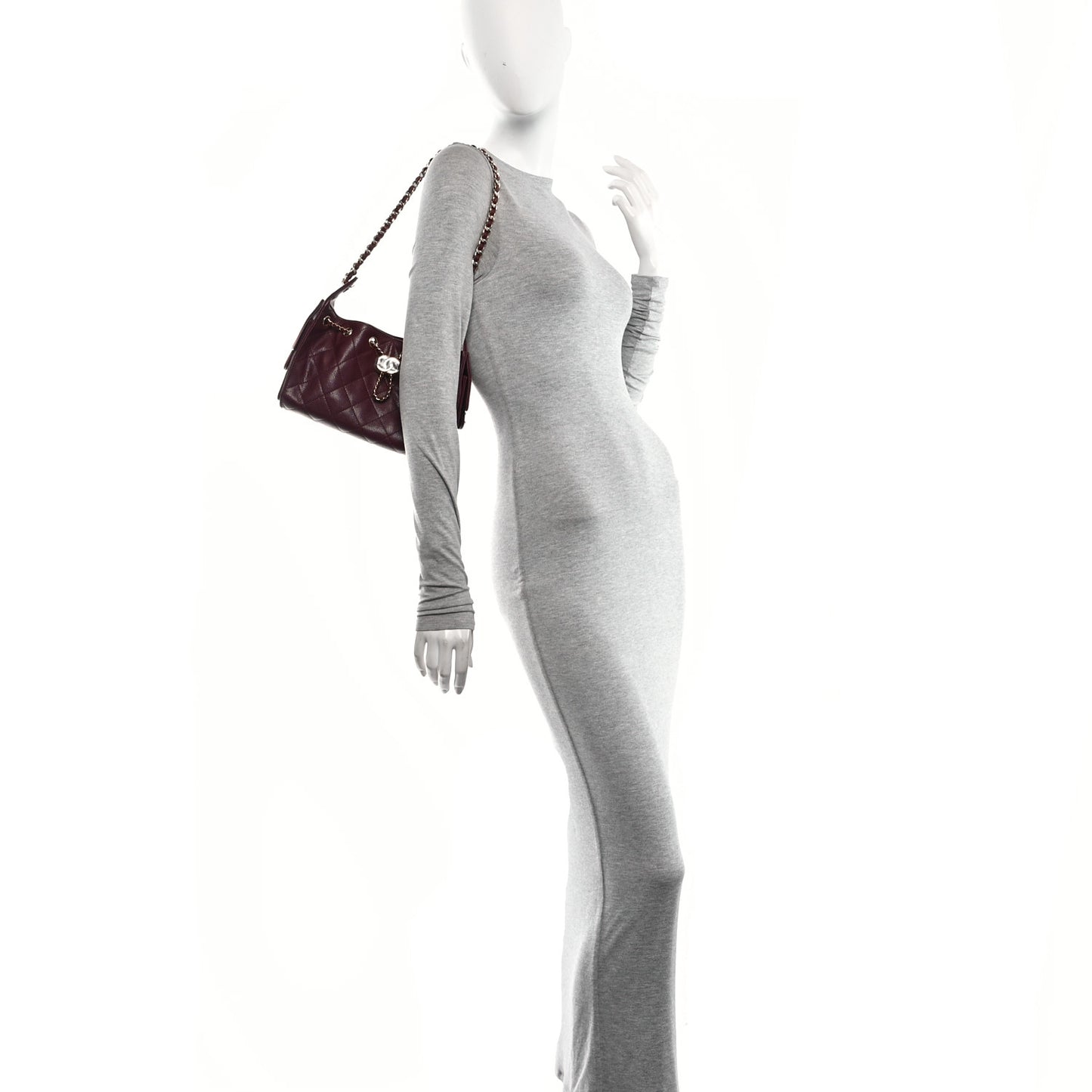 Goatskin Quilted Mini Chanel 25 Handbag Dark Burgundy