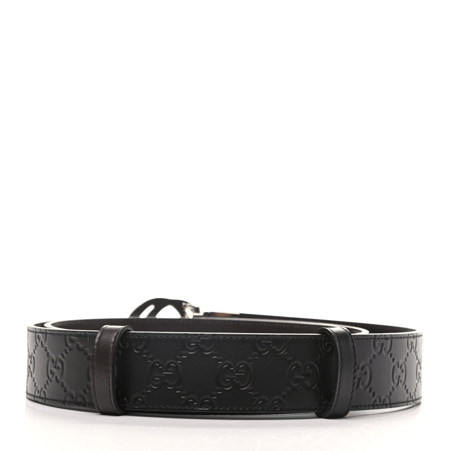 Guccissima Signature Interlocking G Reversible 37mm Belt 120 48 Black Cocoa