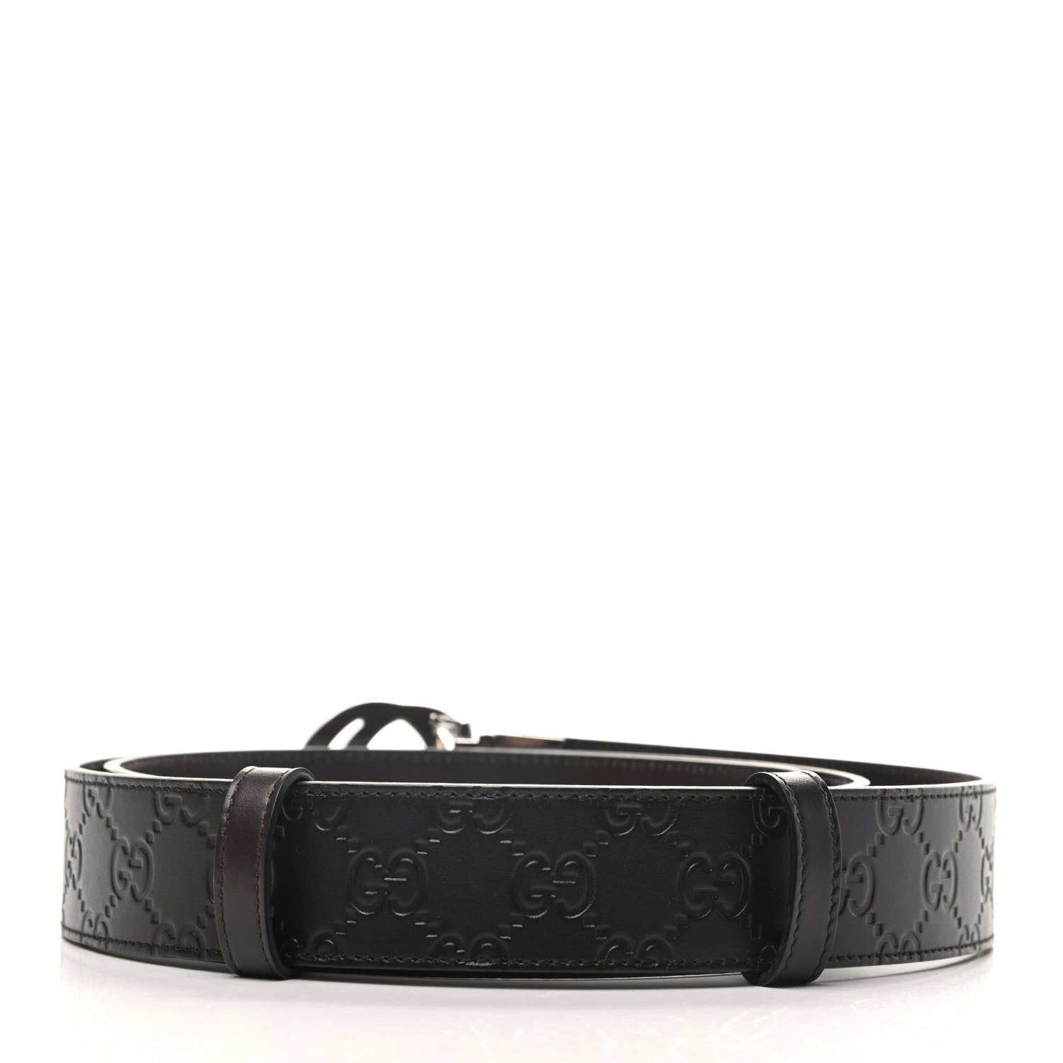 Gucci Guccissima Signature Interlocking G Reversible 37mm Belt 120 48 Black Cocoa 2 of 5