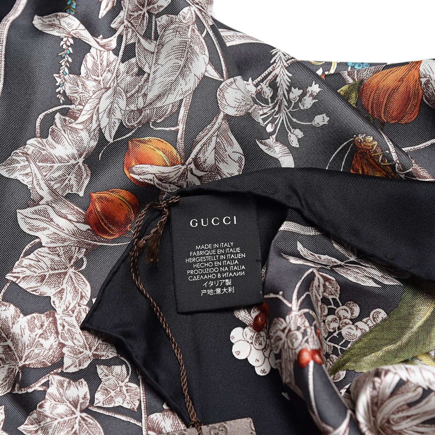 Silk Twill Wondergardenia Square Scarf Anthracite