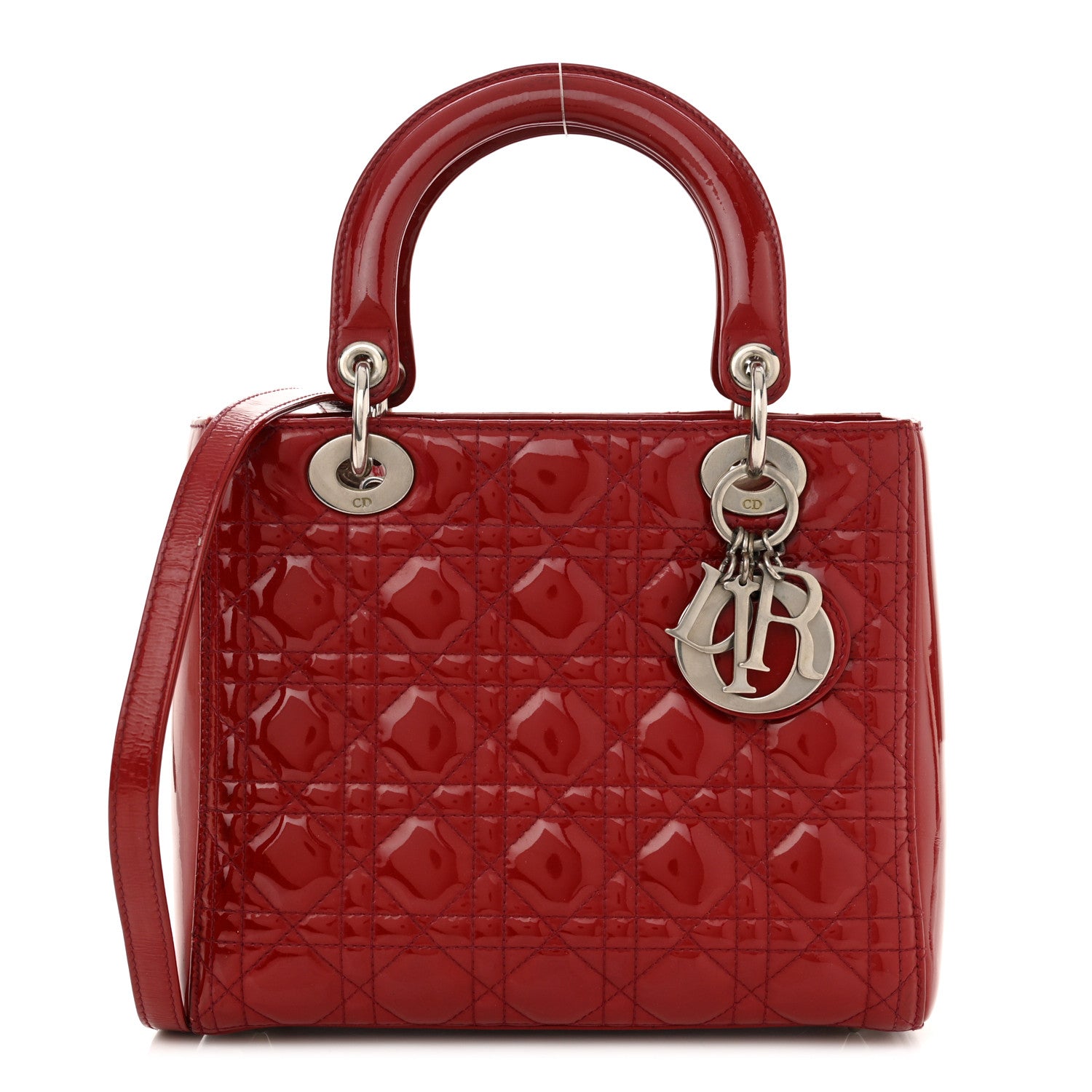 Christian Dior Patent Cannage Medium Lady Dior Red 1 of 16