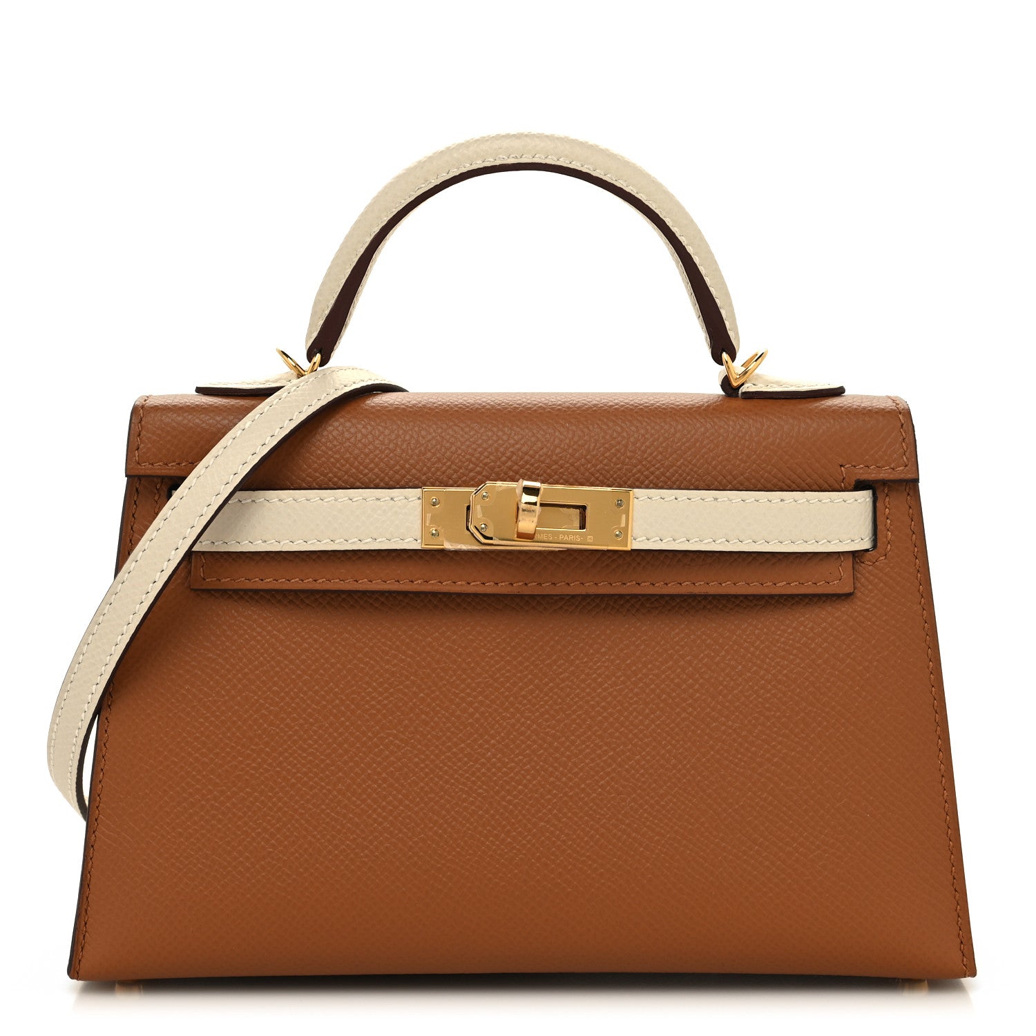 Hermes Epsom Horseshoe Mini Kelly Sellier 20 Gold Craie 1 of 11