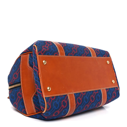 Louis Vuitton Calfskin Canvas Ouvea Keepall 40  Blue Red 4 of 9