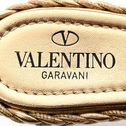 Valentino Garavani Metallic Nappa Woven Roman Stud 65mm Mule Sandals 38 Star Gold 7 of 10