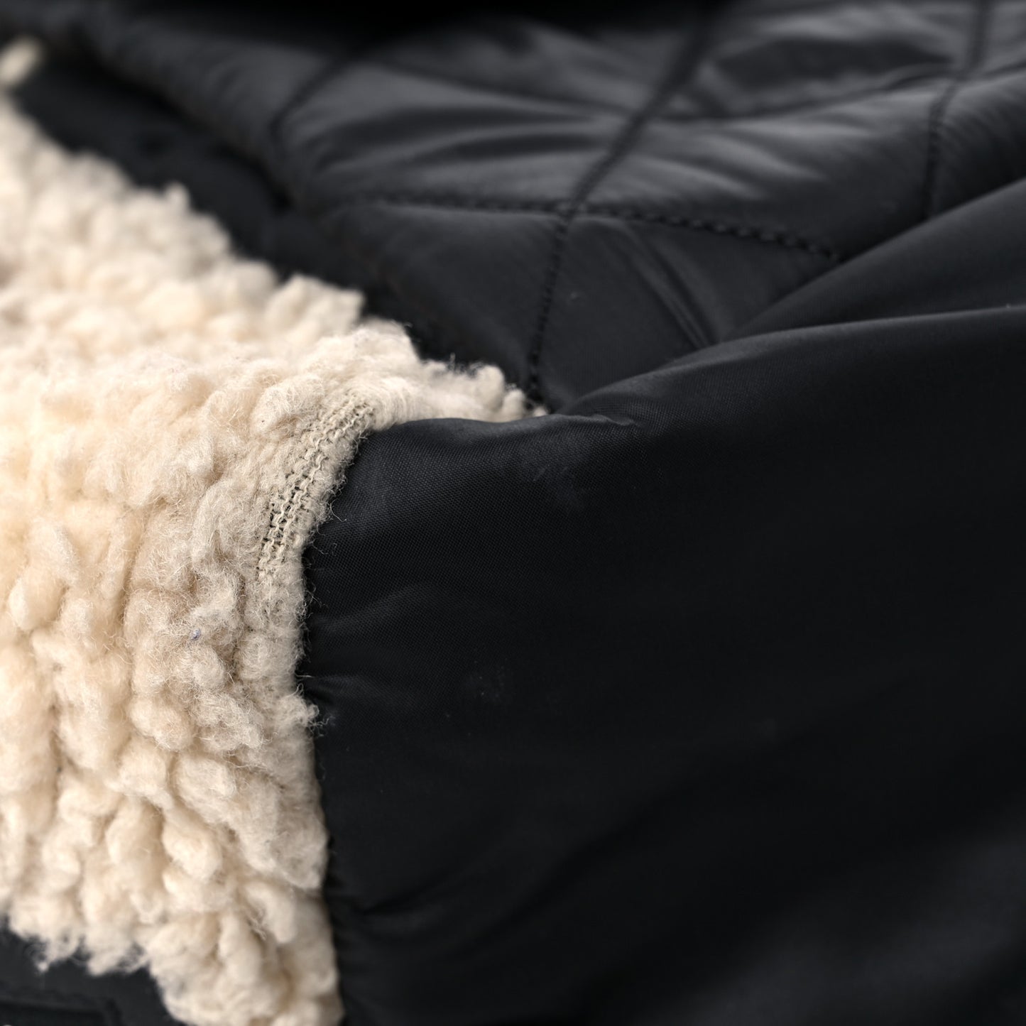 Wool Nylon Quilted Coco Neige Tote Black Ecru