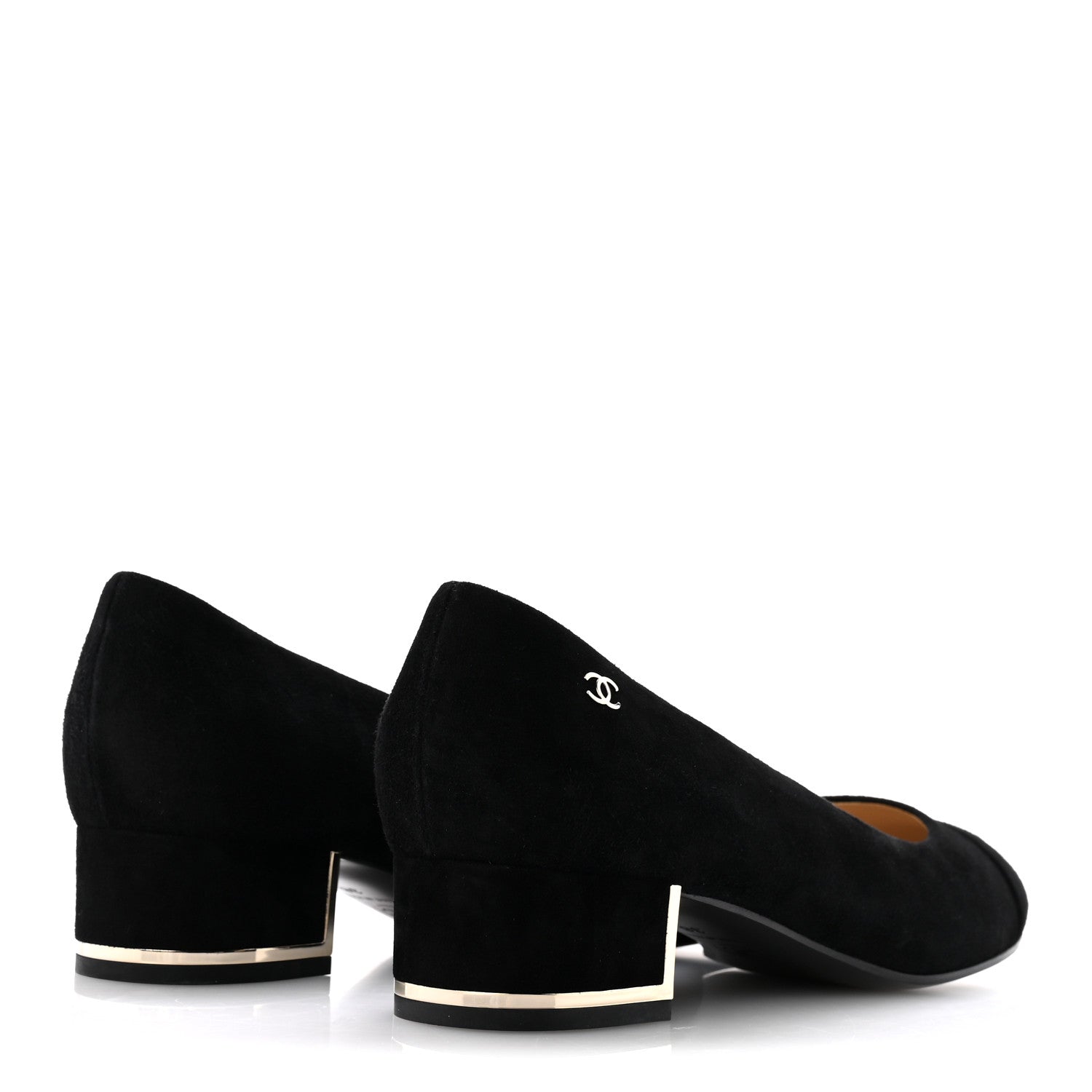 Chanel Suede CC Cap Toe Pumps 38 Black 5 of 10