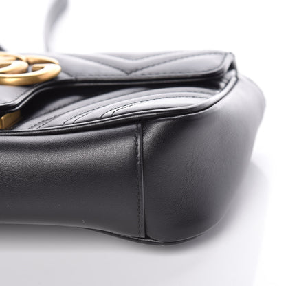 Gucci Calfskin Matelasse Mini GG Marmont Shoulder Bag Black 6 of 11