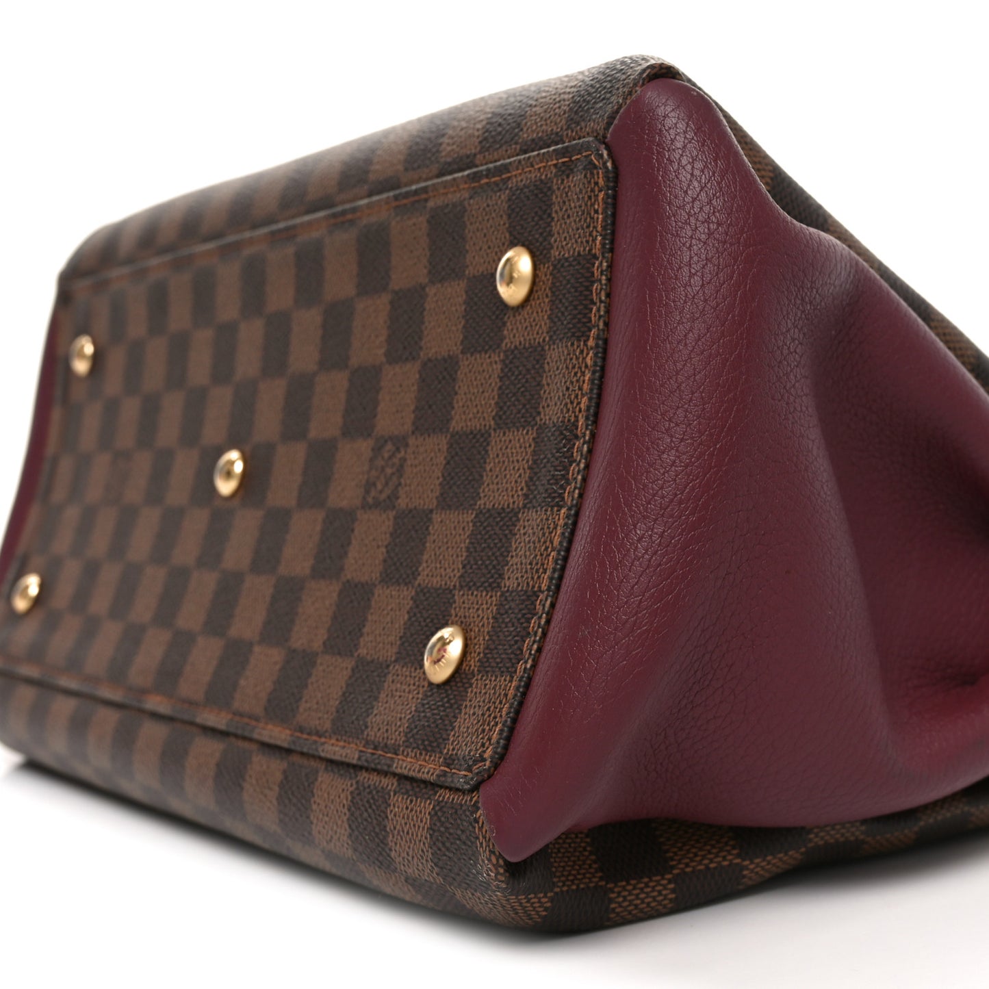 Cuir Taurillon Damier Ebene Normandy Bordeaux