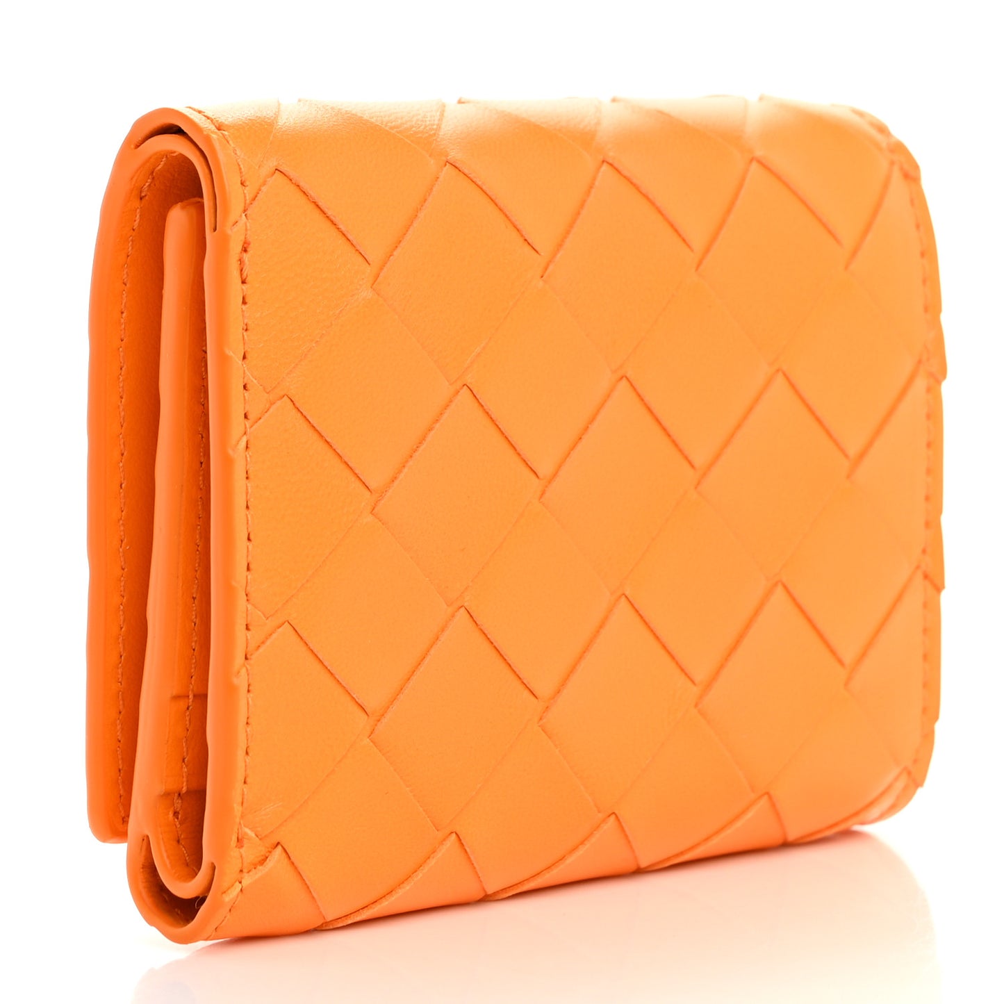 Nappa Intrecciato Trifold Wallet Tangerine Gold