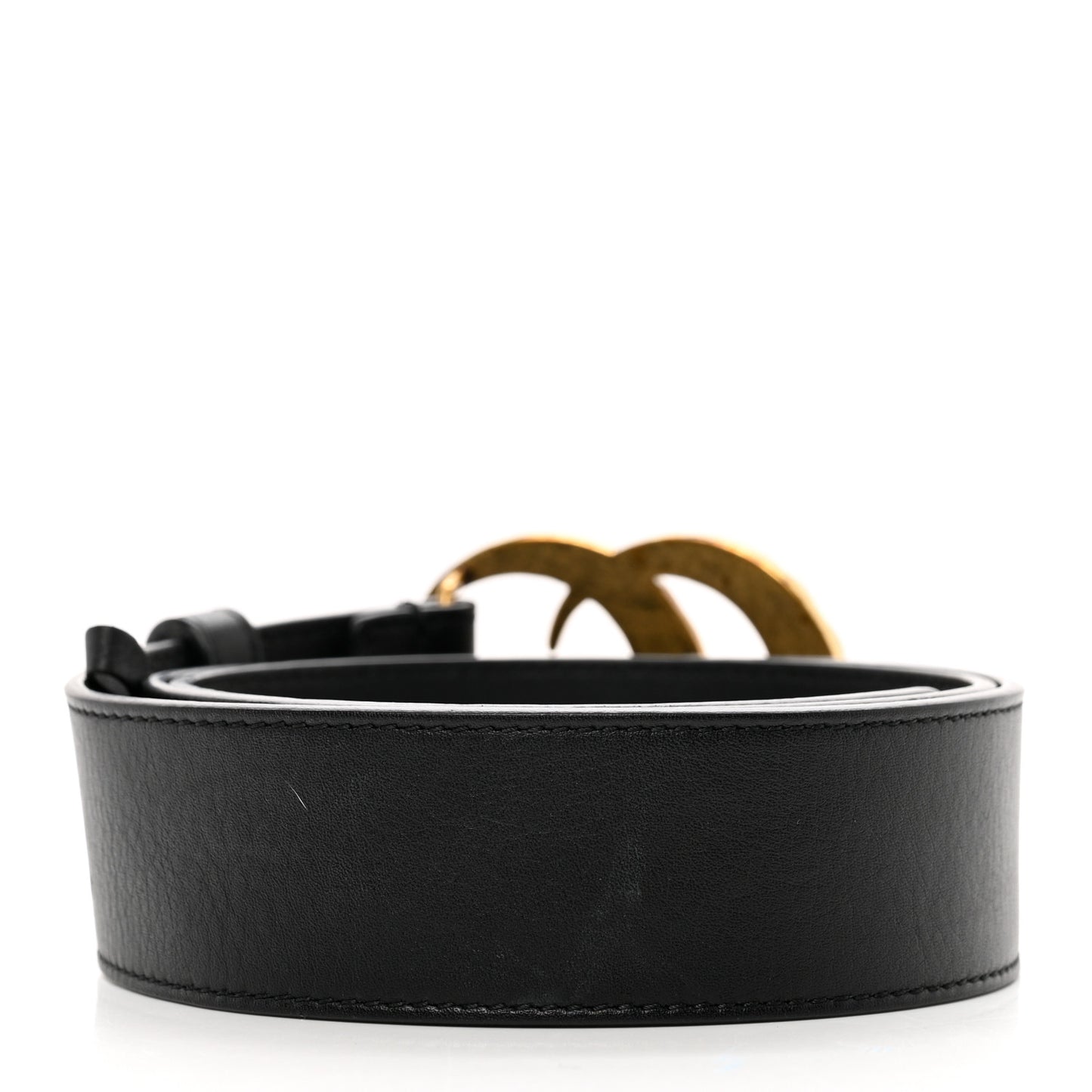 Moon Calfskin Pearl Double G 40mm Belt 85 34 Black Cream