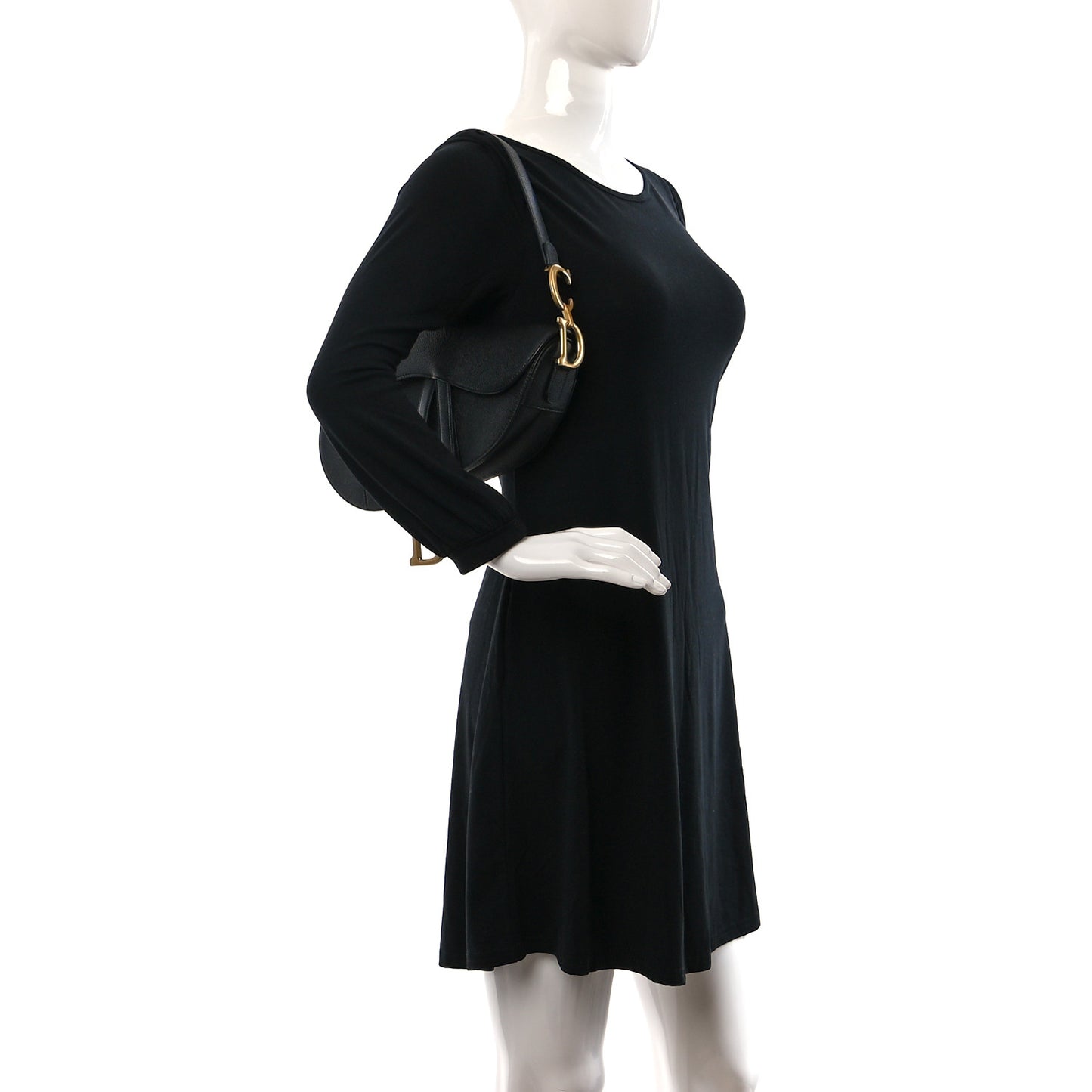 Grained Calfskin Saddle Bag Black