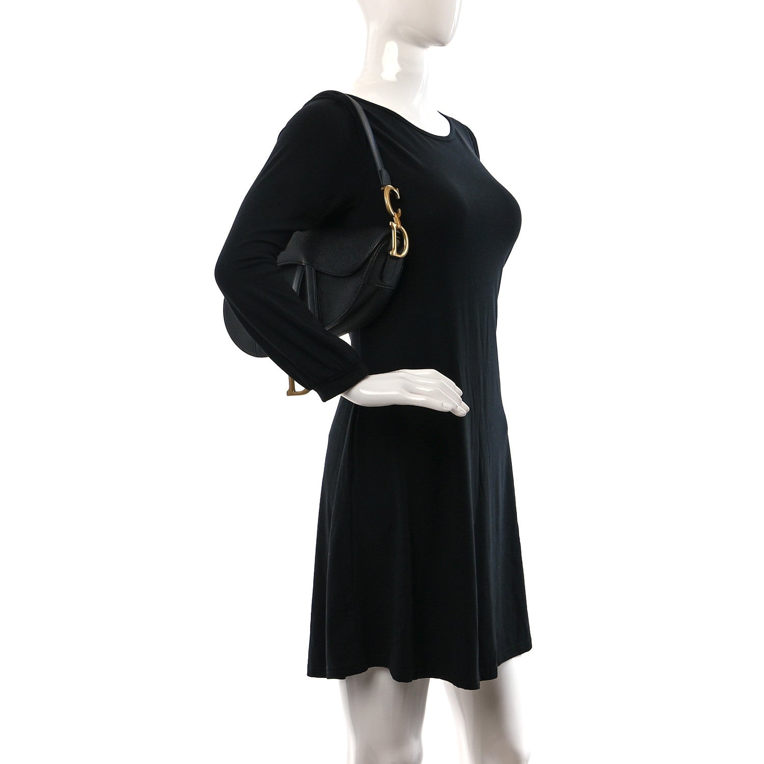Christian Dior Grained Calfskin Saddle Bag Black 3 of 9