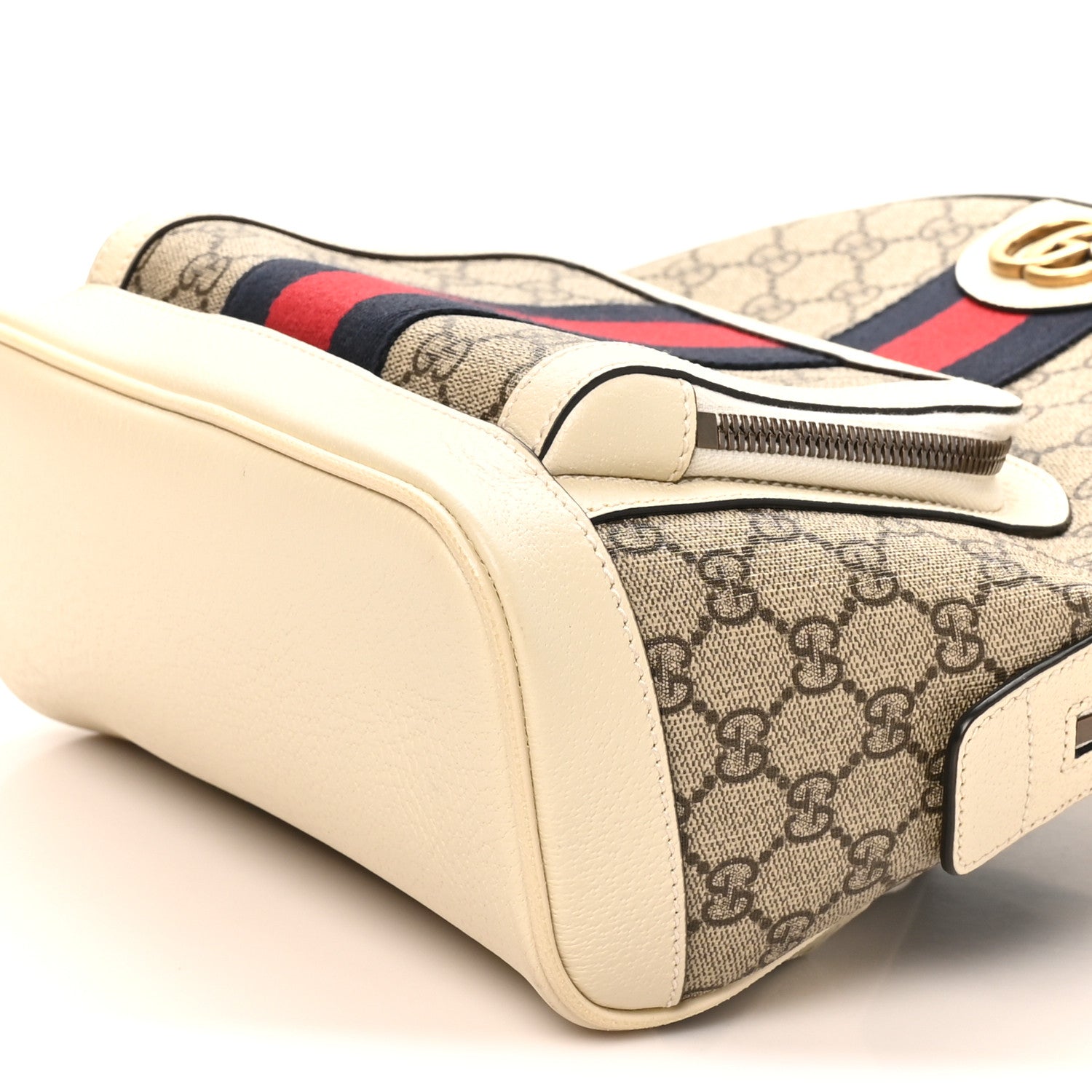 Gucci GG Supreme Monogram Textured Calfskin Web Small Ophidia Day Backpack Beige Ebony Mystic White 10 of 10