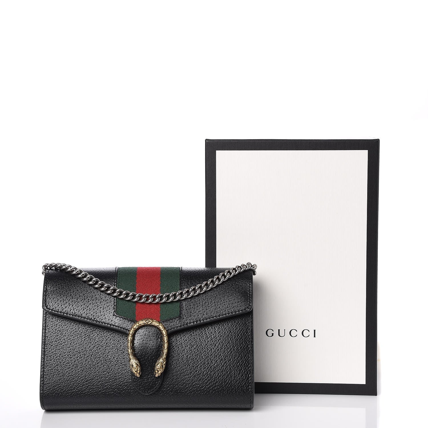 Gucci Calfskin Web Mini Dionysus Chain Wallet Black 8 of 8