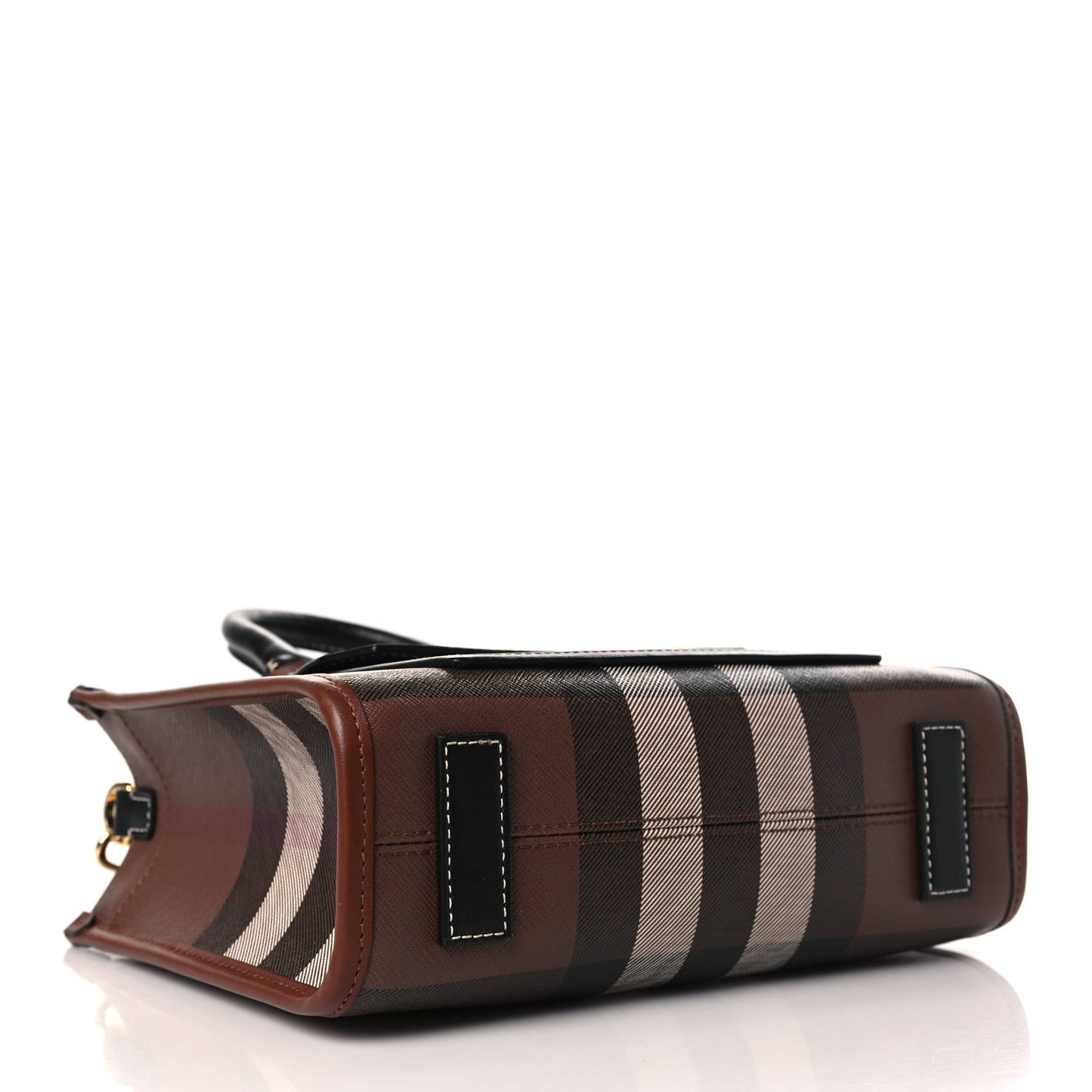 E-Canvas Check Calfskin Mini Freya Tote Dark Birch Brown