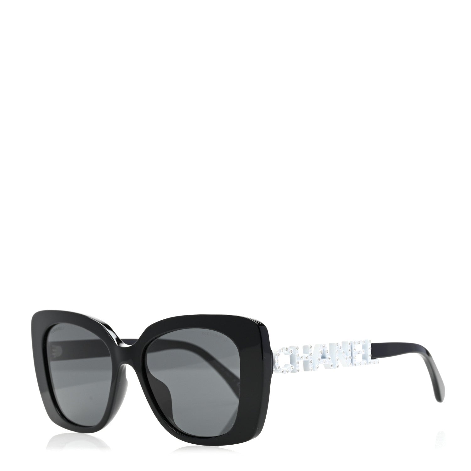 Chanel Acetate Strass Polarized Square Sunglasses 5422-B-A Black White 1 of 8