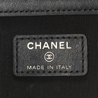 Chanel Shiny Crumpled Calfskin Quilted Medium Night by the C Pouch Clutch Black 6 of 10