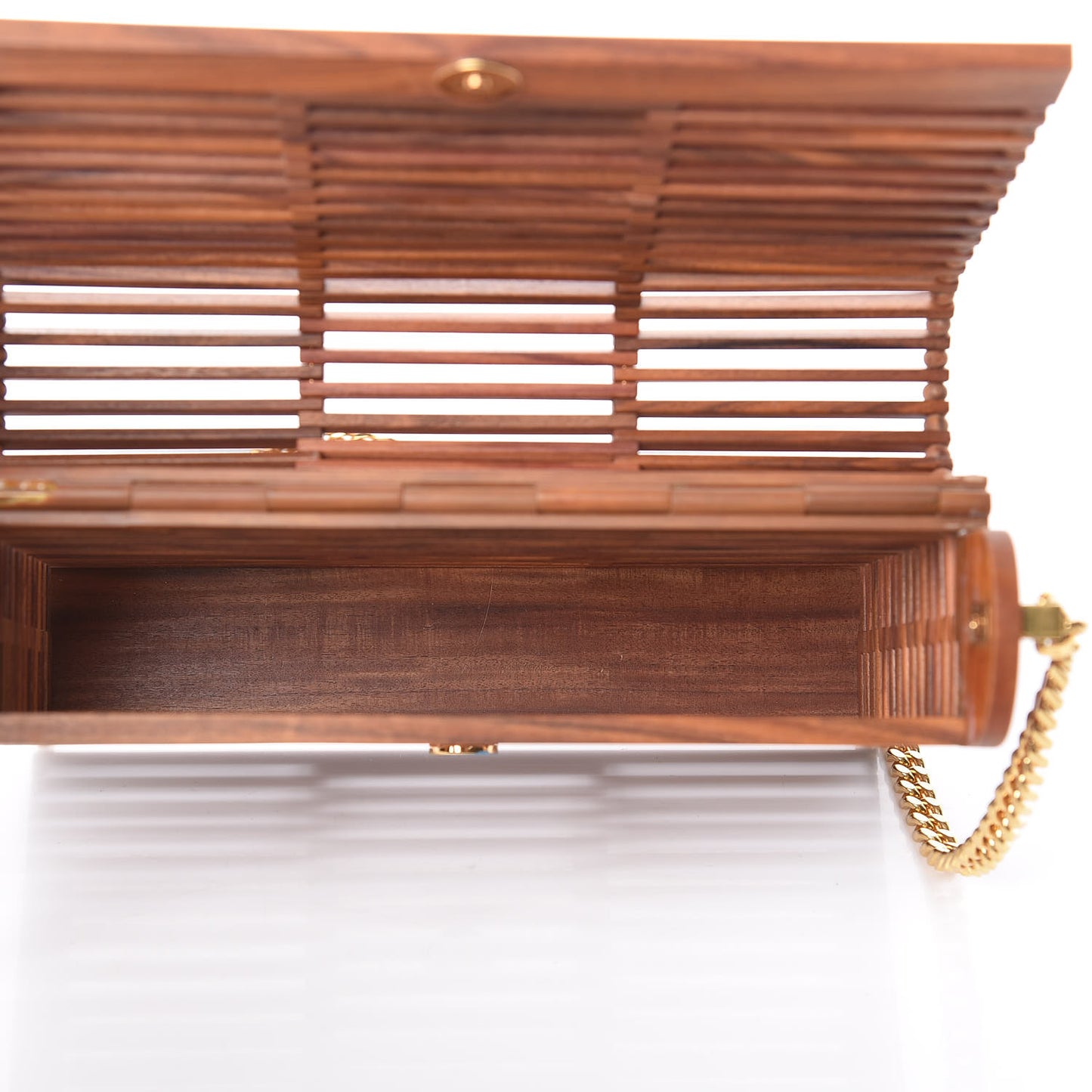 Wood Small Monogram Kate Box Bag Brown