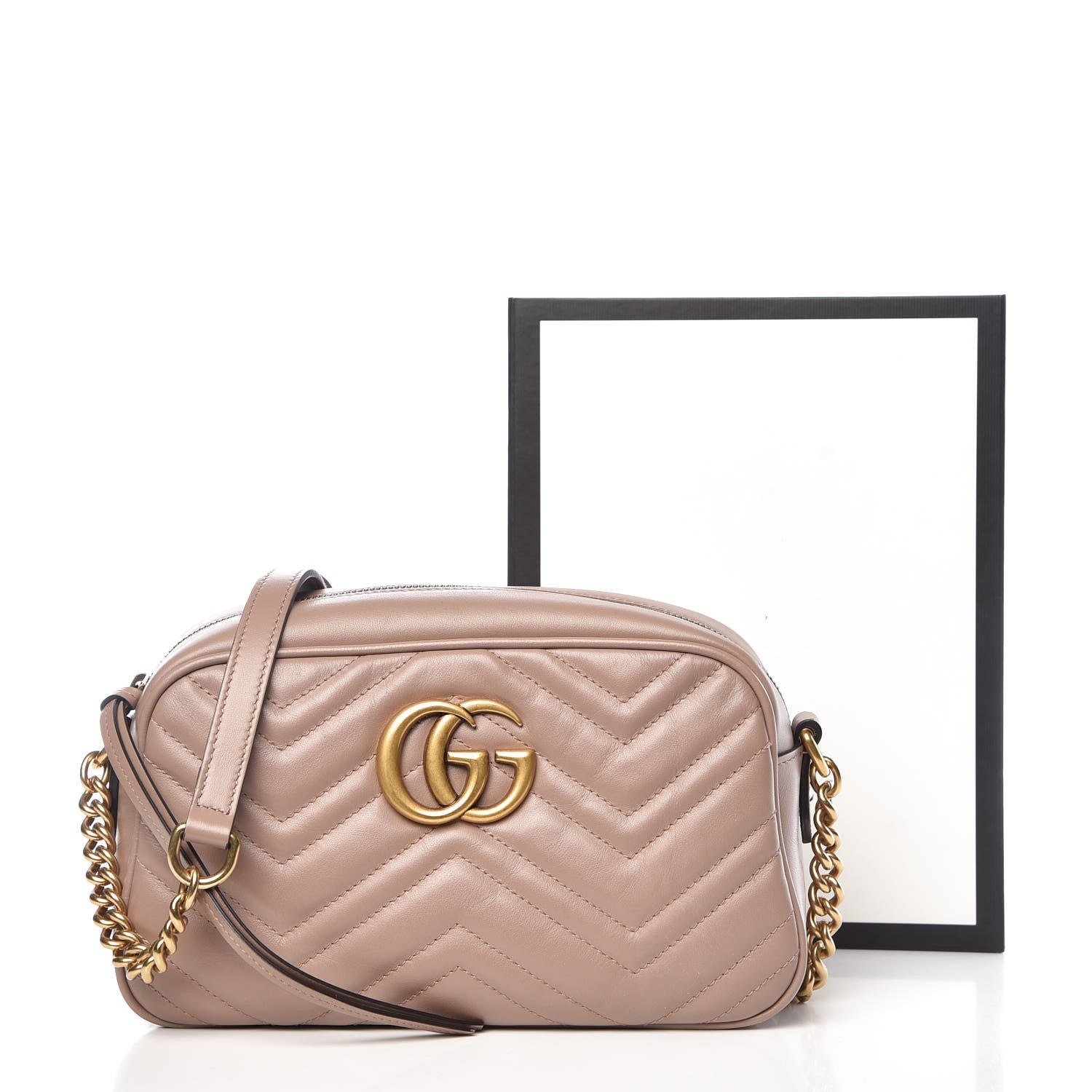 Gucci Calfskin Matelasse Small GG Marmont Chain Shoulder Bag Taupe 16 of 16