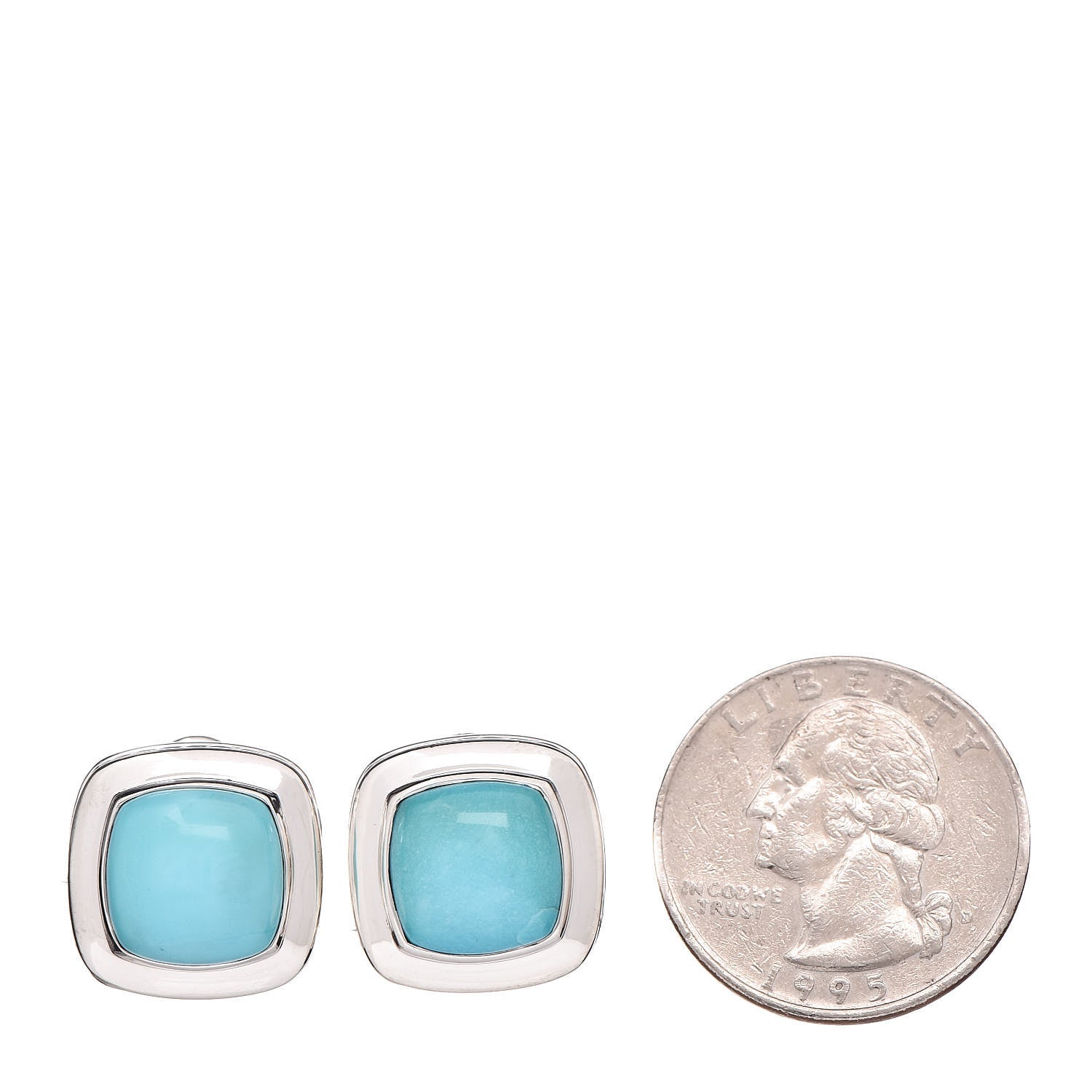 David Yurman Sterling Silver Turquoise 11mm Albion Earrings 2 of 4