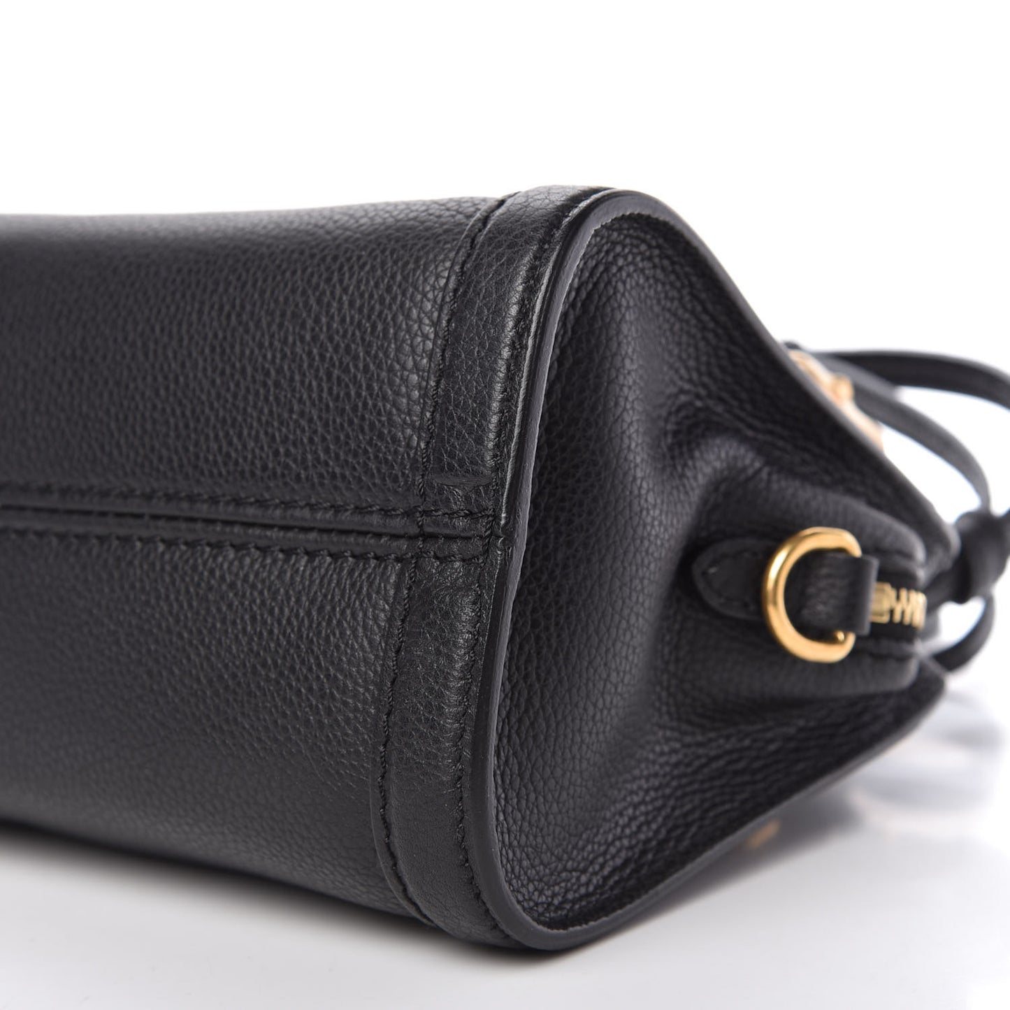Pebbled Calfskin Mini Skull Padlock Zip Around Tote Black
