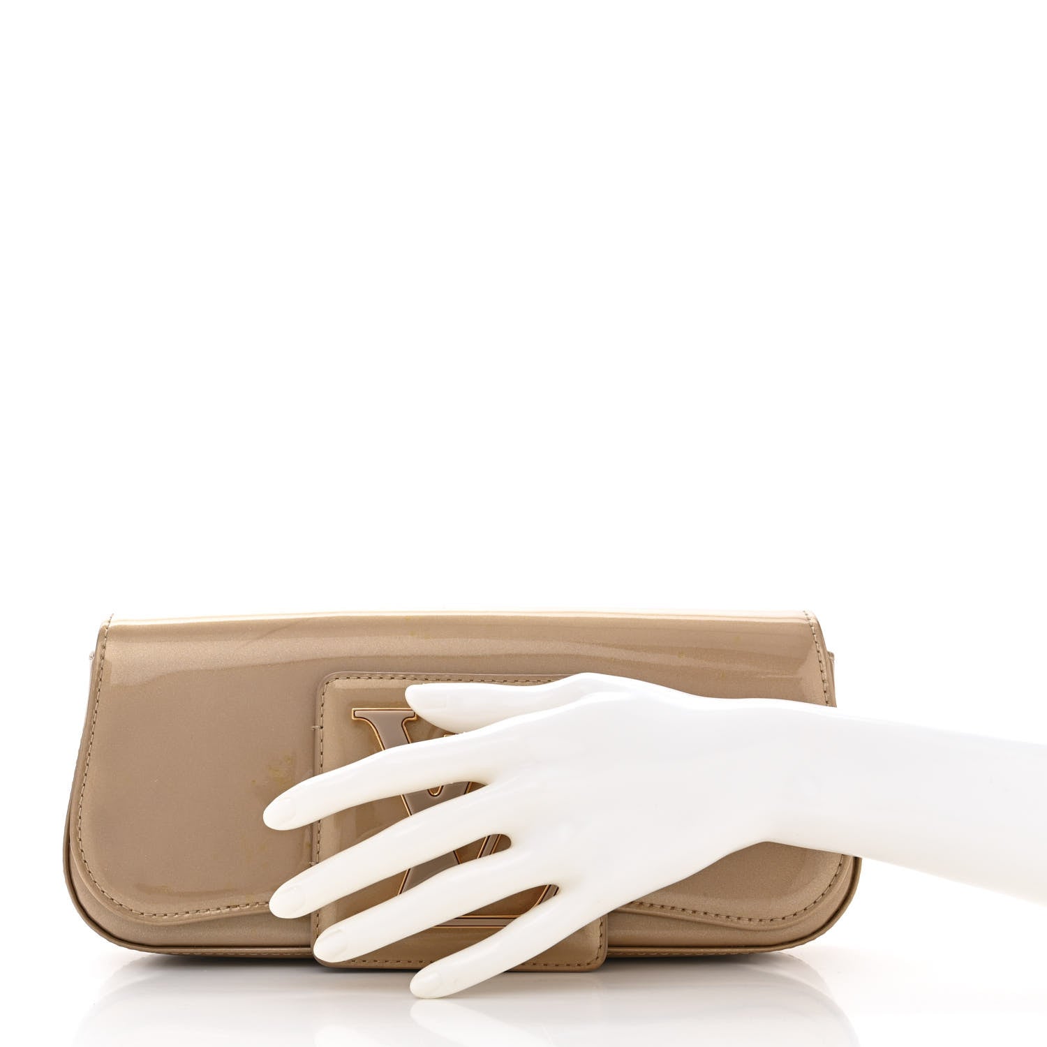 Louis Vuitton Patent Sobe Clutch Beige Poudre 2 of 14