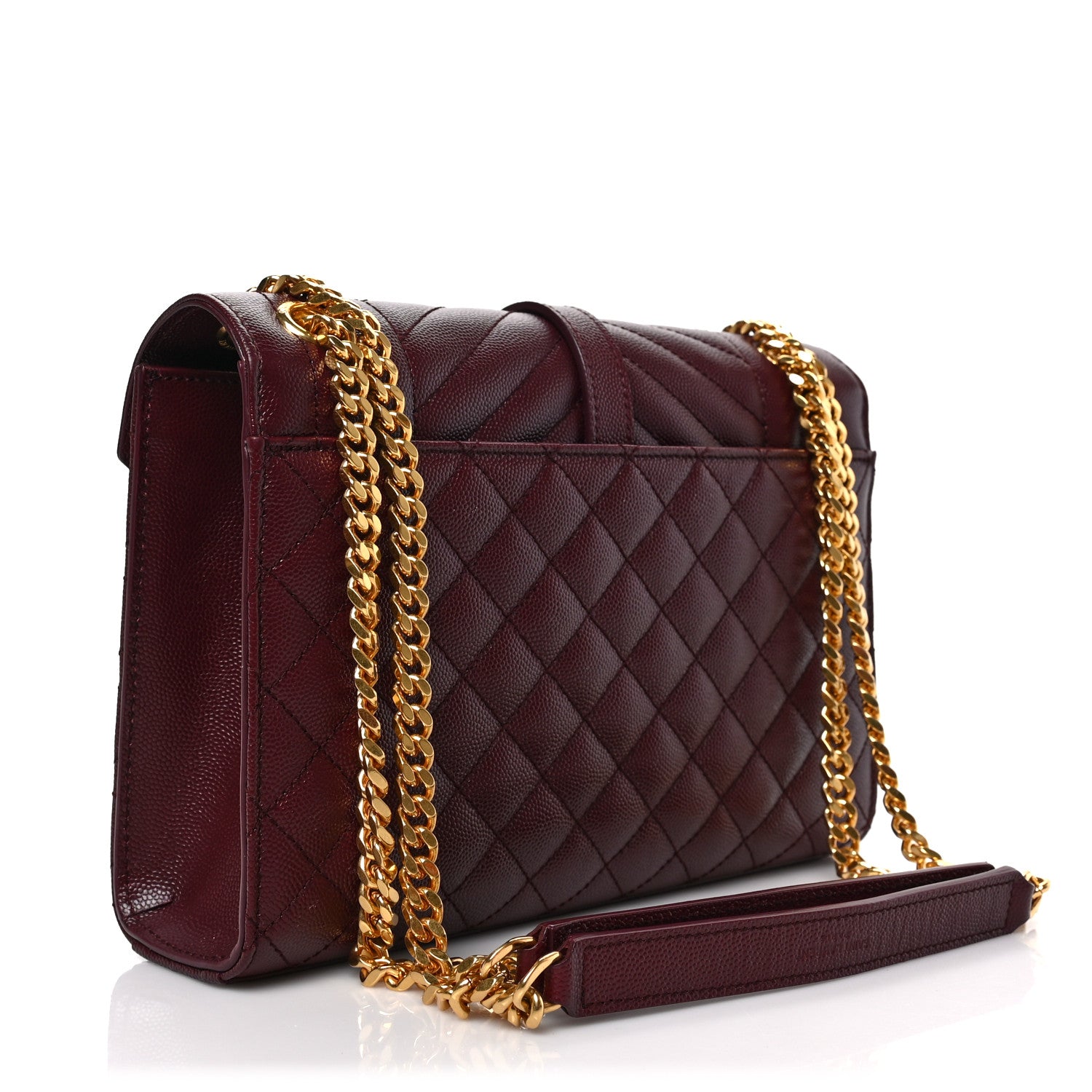 Saint Laurent Grain De Poudre Textured Mixed Matelasse Medium Triquilt Monogram Satchel Rouge Legion 3 of 8