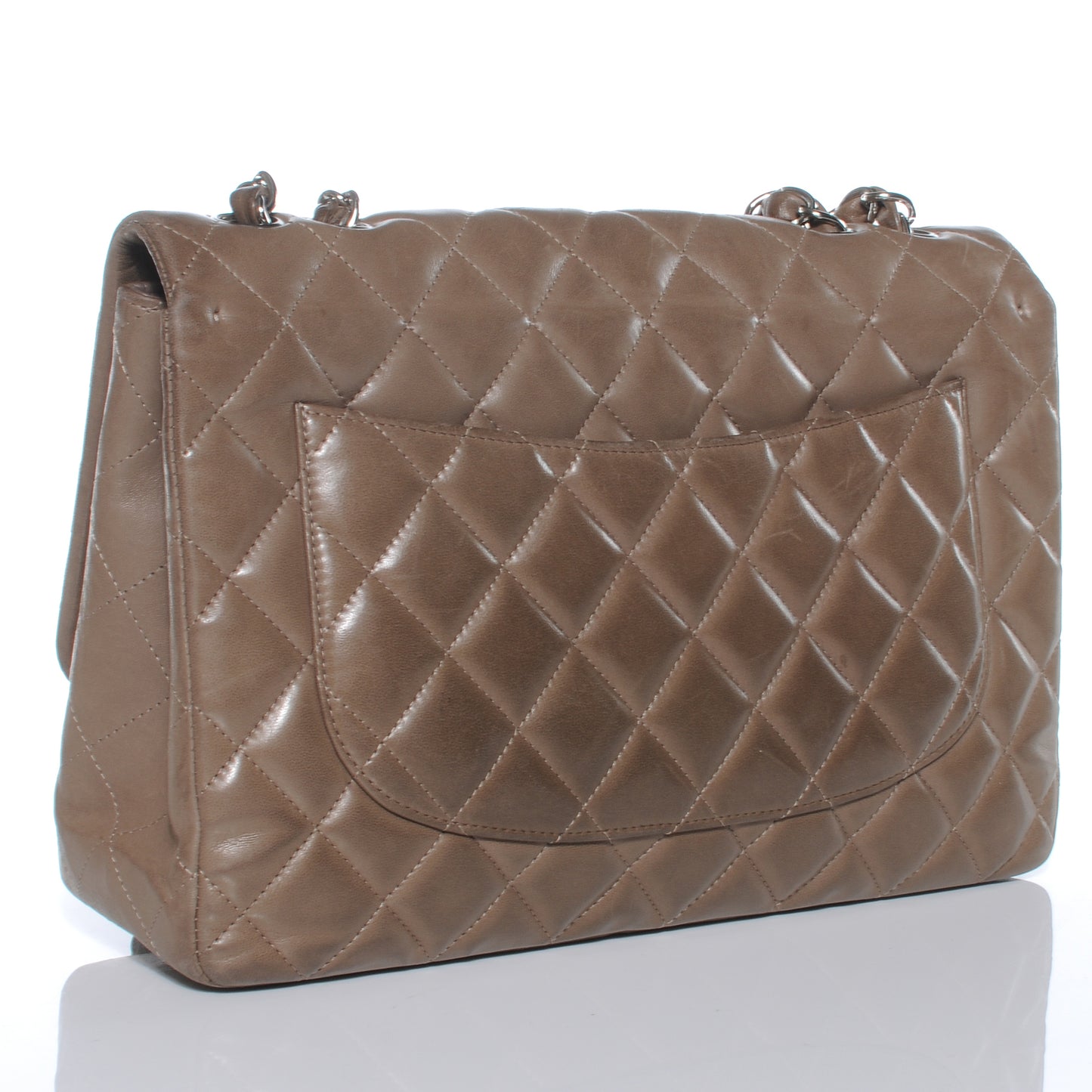 Lambskin Jumbo Single Flap Taupe