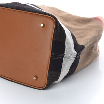 Burberry Canvas Mega Check Medium Ashby Hobo Saddle Brown 9 of 10