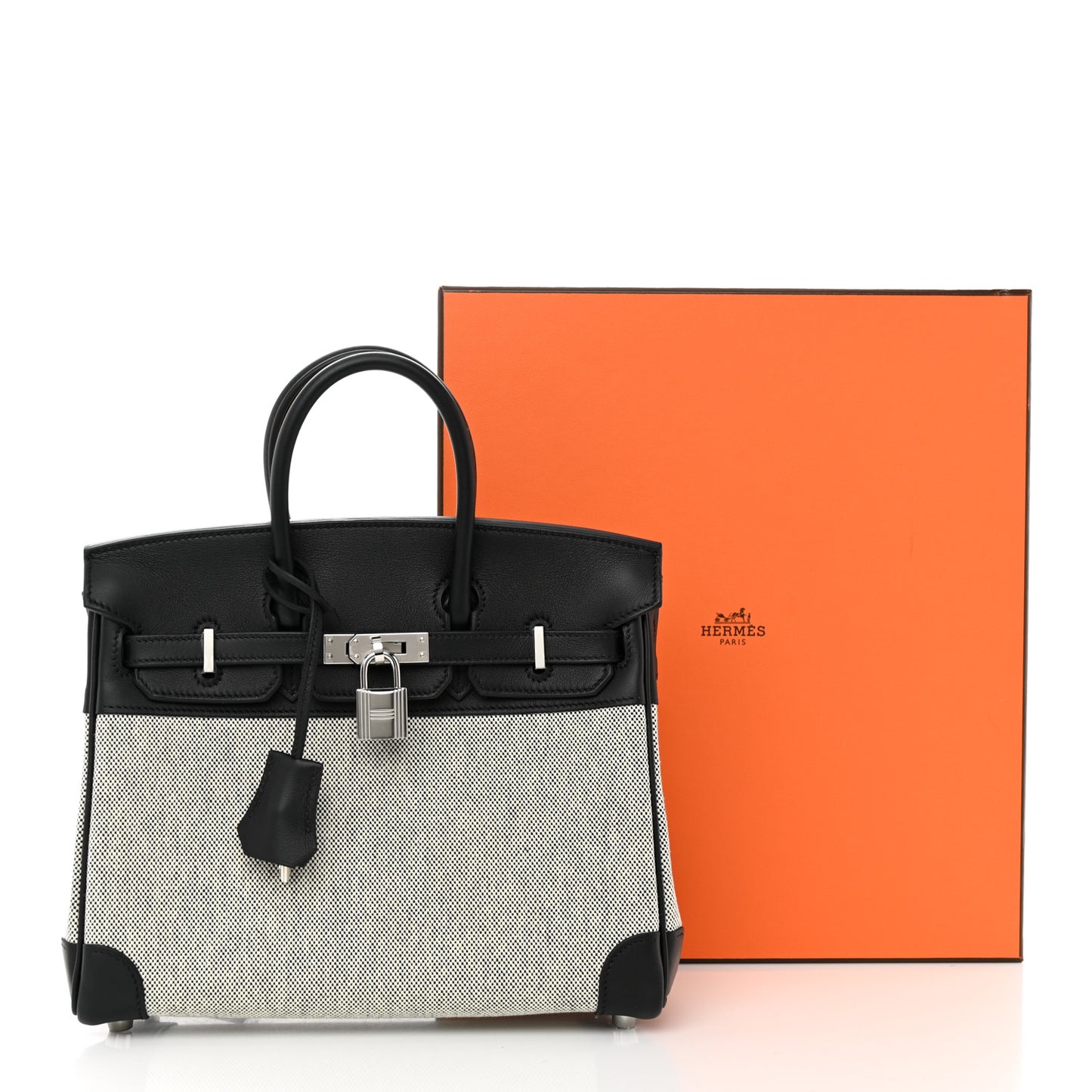 Toile H Swift Birkin 25 Ecru Black