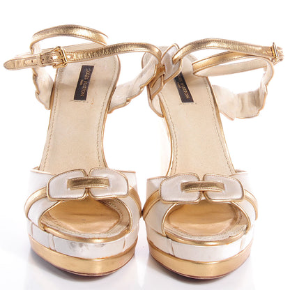 Louis Vuitton Mother of Pearl Wedge Sandals 40 2 of 8